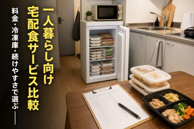 一人暮らし向け宅配食サービス比較|料金・冷凍庫・続けやすさで選ぶのアイキャッチ画像