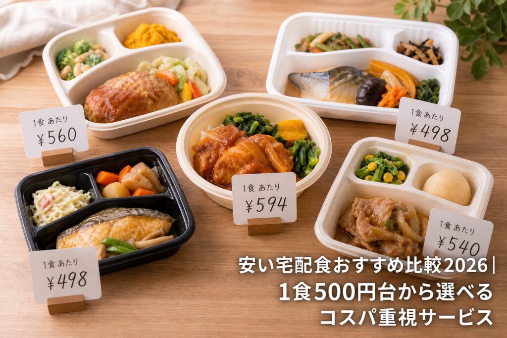 安い宅配食おすすめ比較2026｜1食500円台から選べるコスパ重視サービスのアイキャッチ画像