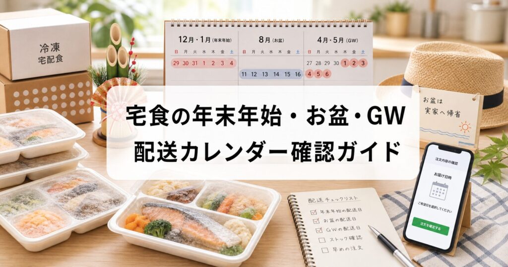 宅食の年末年始・お盆・GW配送カレンダー確認ガイドのアイキャッチ画像