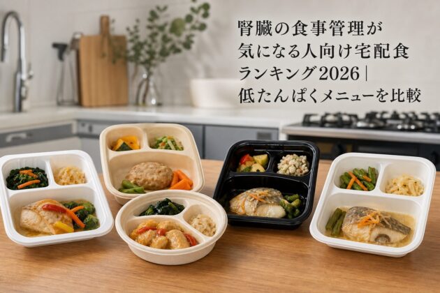 腎臓の食事管理が気になる人向け宅配食ランキング2026|低たんぱくメニューを比較のアイキャッチ画像