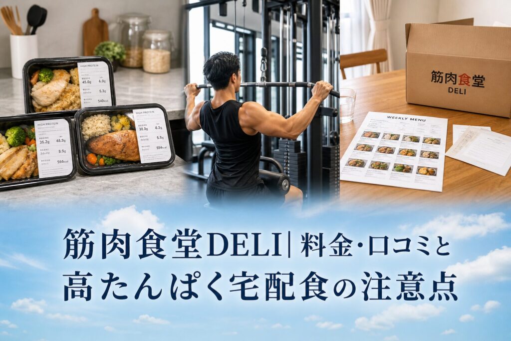 筋肉食堂DELI| 料金・口コミと高たんぱく宅配食の注意点のアイキャッチ画像