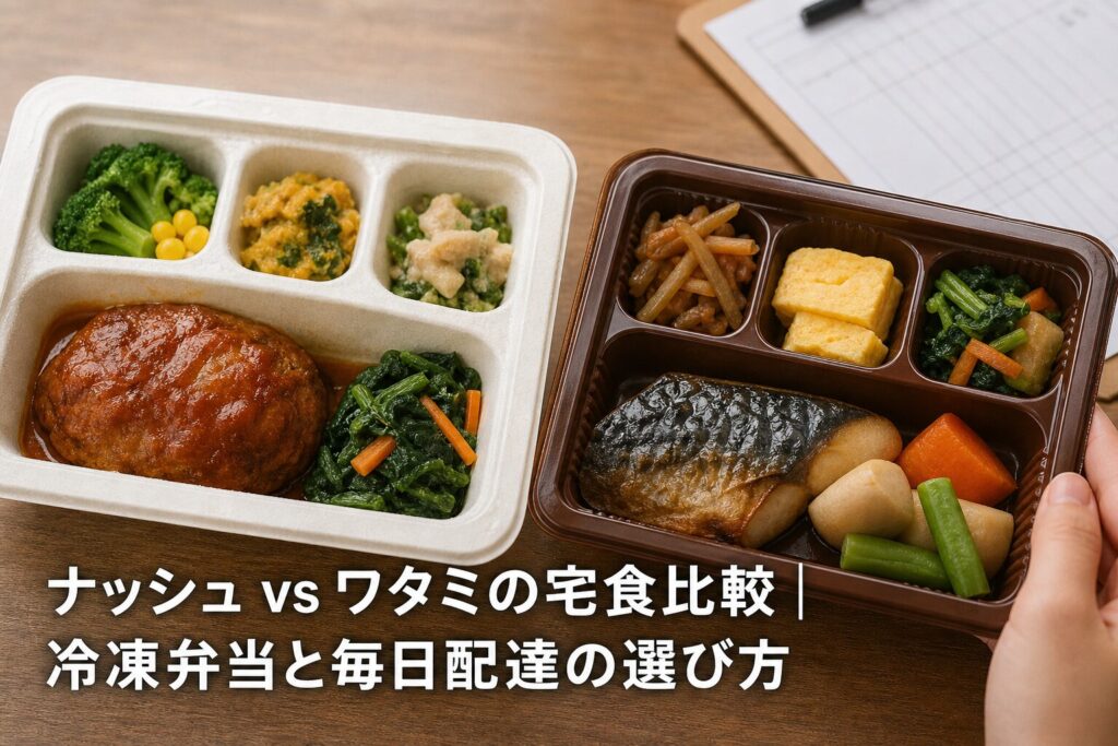 ナッシュ vs ワタミの宅食比較｜冷凍弁当と毎日配達の選び方のアイキャッチ画像
