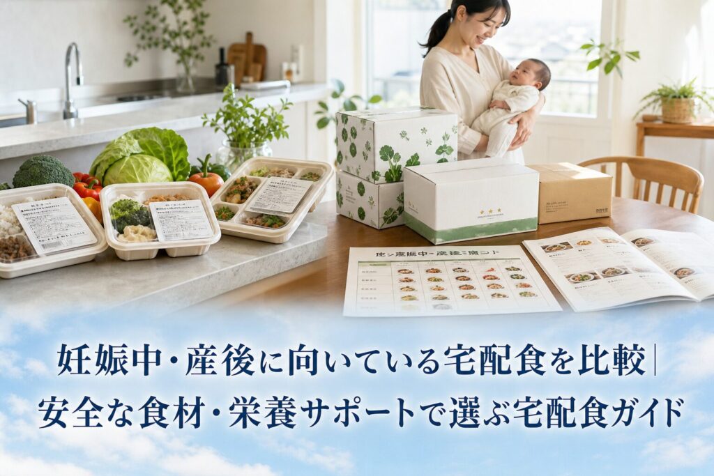妊娠中・産後に向いている宅配食を比較｜安全な食材・栄養サポートで選ぶ宅配食ガイドのアイキャッチ画像