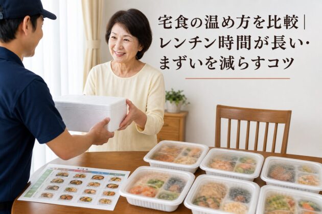 宅食の温め方を比較|レンチン時間が長い・まずいを減らすコツのアイキャッチ画像