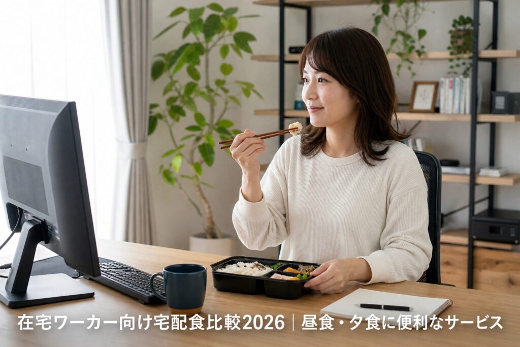 在宅ワーカー向け宅配食比較2026｜昼食・夕食に便利なサービスのアイキャッチ画像