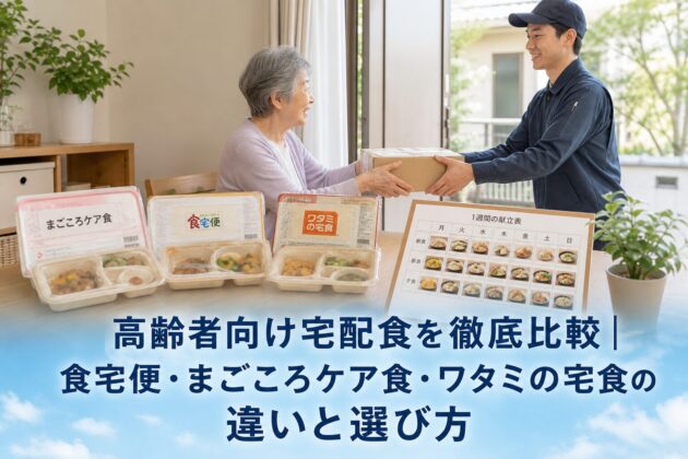高齢者向け宅配食を徹底比較｜食宅便・まごころケア食・ワタミの宅食の違いと選び方のアイキャッチ画像