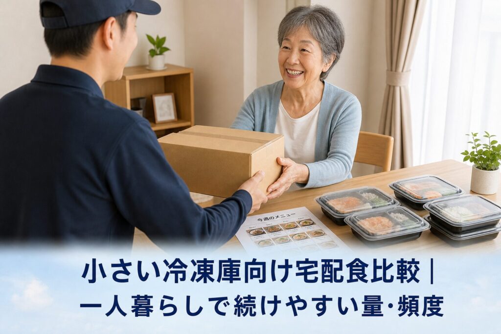 小さい冷凍庫向け宅配食比較｜一人暮らしで続けやすい量・頻度のアイキャッチ画像
