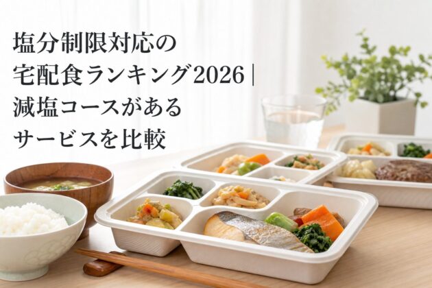 塩分制限対応の宅配食ランキング2026|減塩コースがあるサービスを比較のアイキャッチ画像