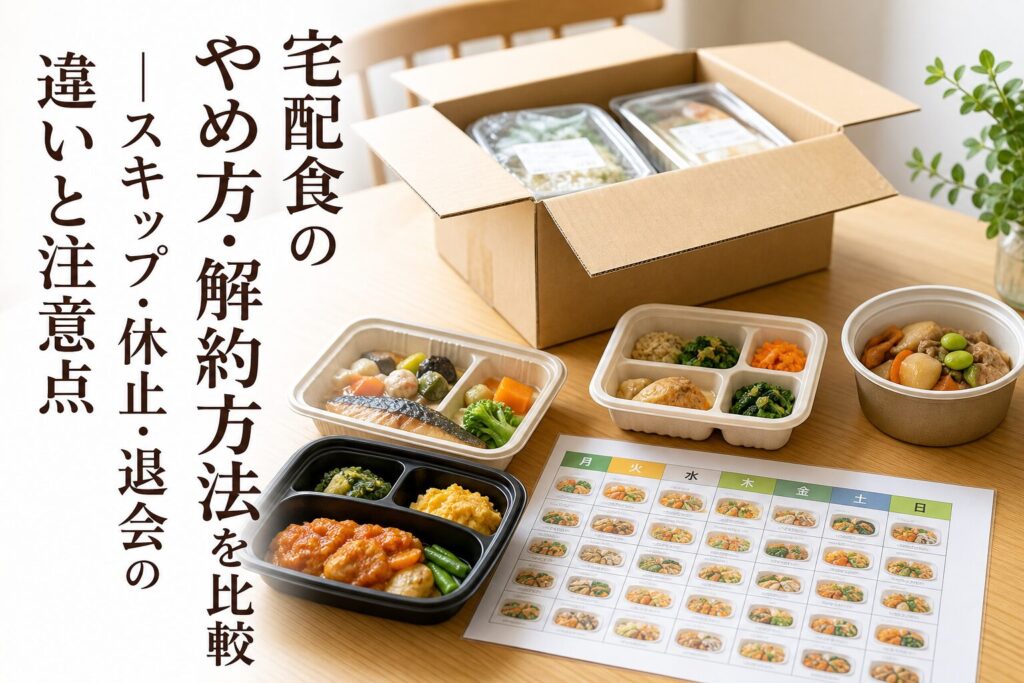 宅配食のやめ方・解約方法を比較｜スキップ・休止・退会の違いと注意点のアイキャッチ画像