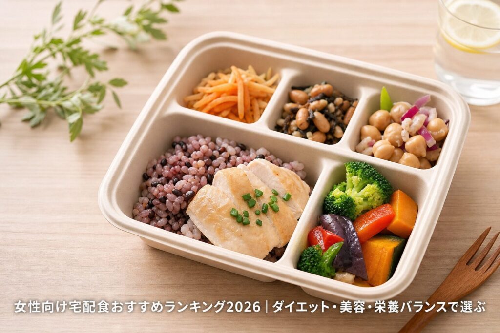 女性向け宅配食おすすめランキング2026｜ダイエット・美容・栄養バランスで選ぶのアイキャッチ画像