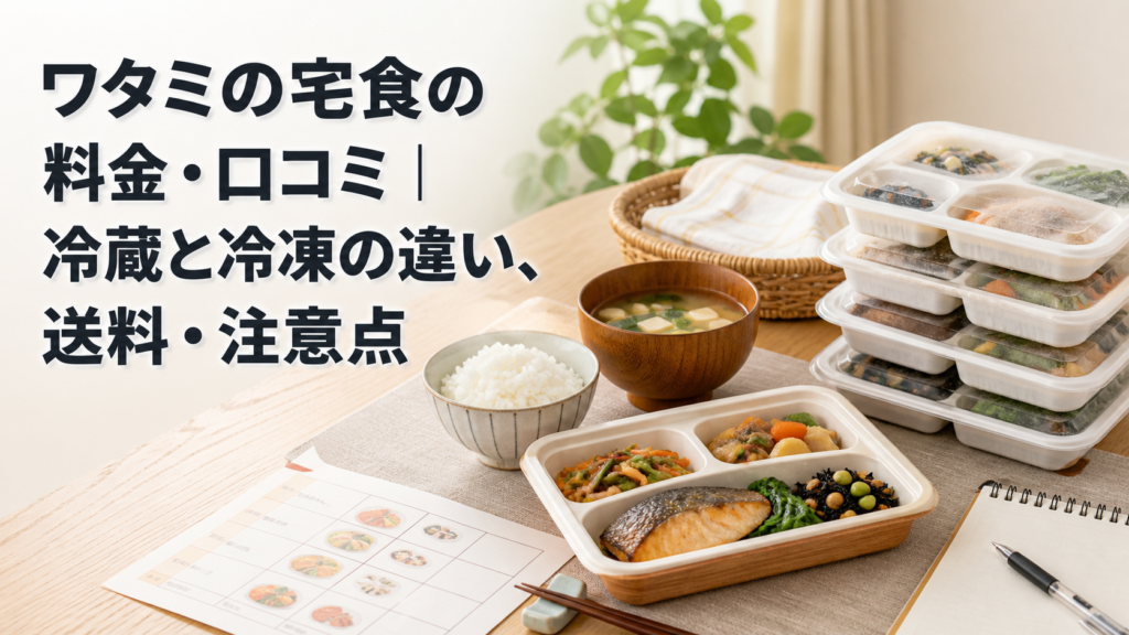 ワタミの宅食の料金・口コミと冷蔵・冷凍の違いを解説する記事のアイキャッチ